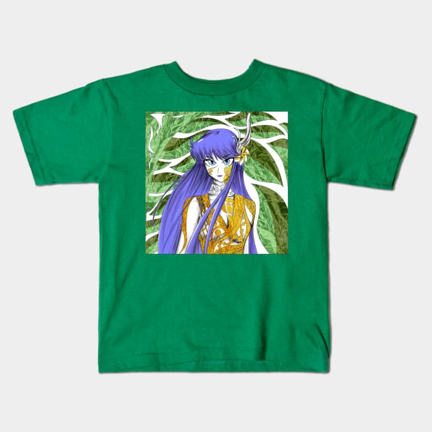 saori kido the athena goddess in saint seiya in sapuri of god Kids T-Shirt by jorge_lebeau